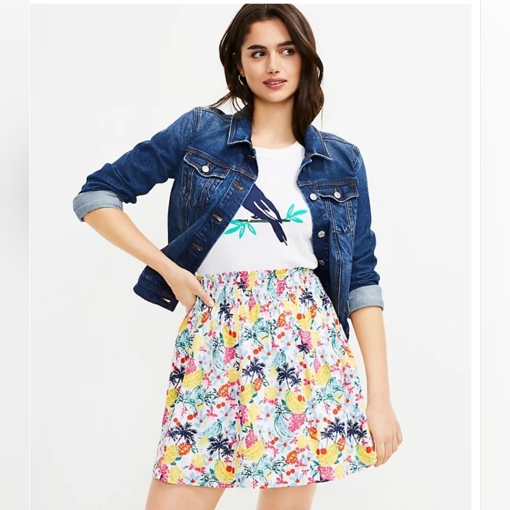 ❤️ NWT! LOFT FLORAL SMOCKED WAIST SKIRT, XS